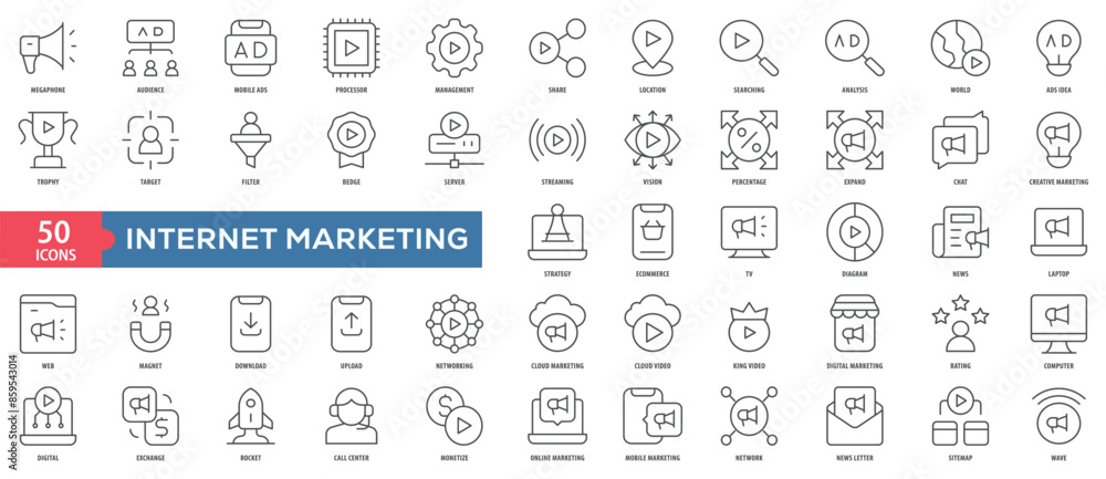 Poster internet marketing icon collection set. easy to use, easy to edit and simple line vector icons.