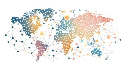 Obraz premium A world map With Connected Nodes Representing Diff