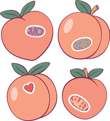 Peach retro groovy mascot cartoon character