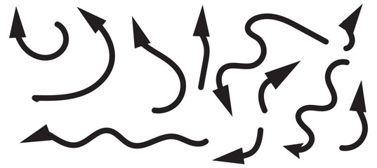 Hand drawn arrows set, vector illustration graphic design elements.