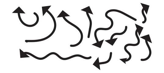 Hand drawn arrows set, vector illustration graphic design elements.