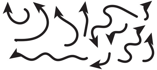 Hand drawn arrows set, vector illustration graphic design elements.