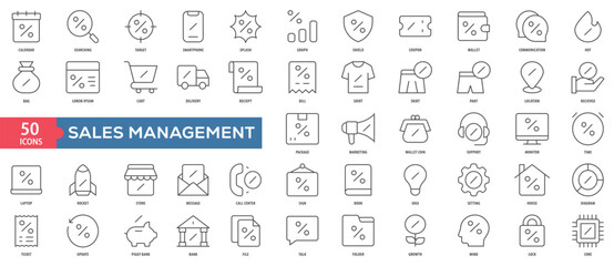 Sales Management Icon Collection Set. Easy To Use, Easy To Edit And Simple Line Vector Icons.