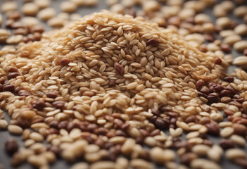 Obraz premium An assortment of grains including quinoa barley and oats each in its own pile highlighting their uni