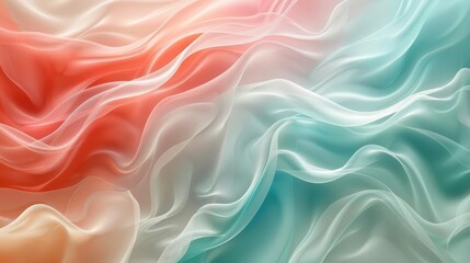 Obraz premium Light coral and soft teal waves, pastel, fluid, vector design