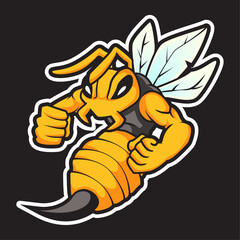 angry bee mascot logo template