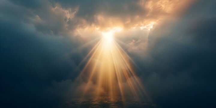 The symbolism of divine revelation in a single beam of light illuminating the First Commandment. Concept Religious Symbolism, Divine Revelation, First Commandment, Beam of Light, Illumination