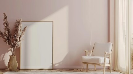 empty mockup posters frame wall in modern interior living room background Frame mockup Living room wall poster mockup. Interior mockup with house background. Modern interior design.