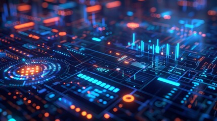 Fototapeta premium Futuristic Digital Dashboard: Navigating the Technological Frontier