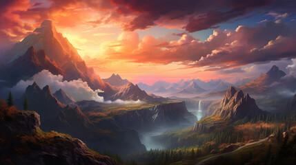 sunset in the mountains