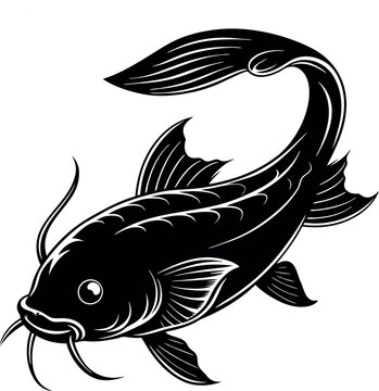 recommend clip art: catfish fish silhouette vector illustration Design on a white background