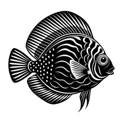Fototapeta premium discus fish silhouette vector illustration Design on a white background 