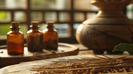 the essence of traditional Chinese medicine with photos of acupuncture treatments, herbal medicine consultations, and tai chi exercises