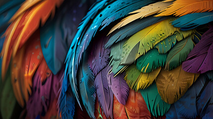 Obraz premium Illustration a background featuring the soft and feathery texture of bird plumage, with layered and overlapping feathers