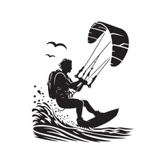 kitesurfing silhouette illustration vector