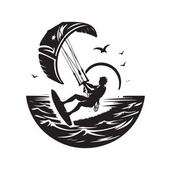kitesurfing silhouette illustration vector