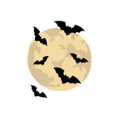 Halloween Bats Flying with Moon