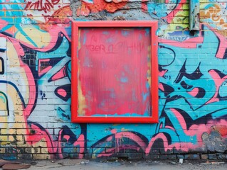 Obraz premium Colorful Urban Graffiti Wall BackgroundFrame and Realistic Texture