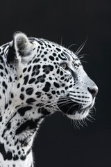 Obraz premium Close-up of a leopard's face on a dark background