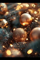 A close-up of a Christmas tree decorated with colorful ornaments