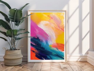 Abstract Art Installation in Contemporary Gallery SettingFrame on Wall