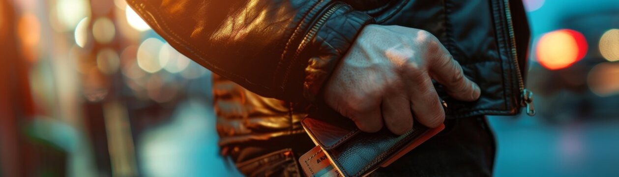 Stealthy Thief Reaching for Wallet in Pocket - Concept of Pickpocketing and Theft