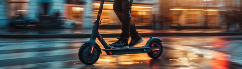 Fototapeta premium Sustainable Micro-Mobility: Electric Scooters Reducing Carbon Footprint in Urban Areas