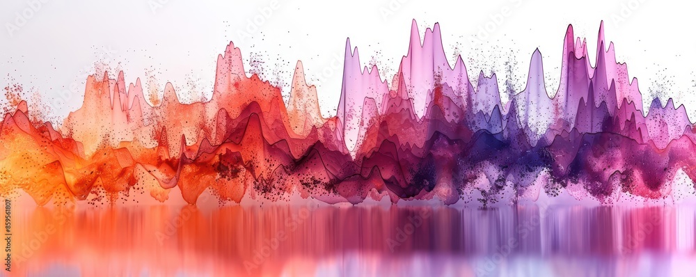 Poster abstract digital art with vibrant colors forming a wave-like pattern, suitable for backgrounds and t