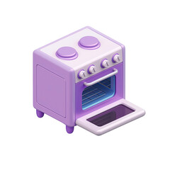 Fototapeta premium Purple and White Oven | Isolated on Transparent & White Background | PNG File with Transparency