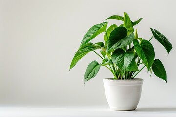 Philodendron green plant in a ceramic pot isolated on white background