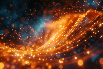 Fototapeta premium Technical photograph of fiber optic cables, highlighting high-speed data transmission and network technology, with ambient lighting,