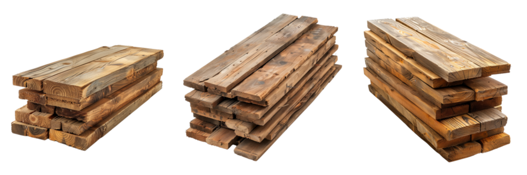 collection of stack of scaffolding planks isolated on transparent background - Powered by Adobe