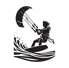kitesurfing silhouette illustration vector