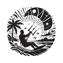 kitesurfing silhouette illustration vector
