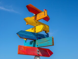 directional signpostmultiple arrows whimsical colorful funny and playful illustration