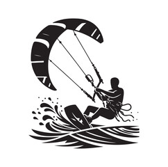 kitesurfing silhouette illustration vector