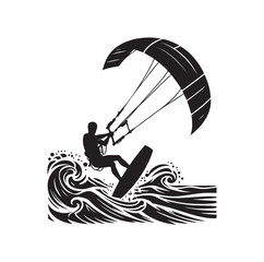 kitesurfing silhouette illustration vector