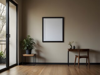 simple minimalist aesthetic frame mockup poster. Black minimalist theme.