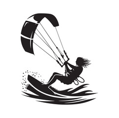 kitesurfing silhouette illustration vector