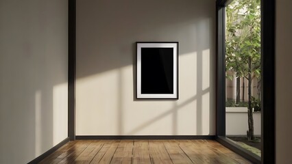 simple minimalist aesthetic frame mockup poster. Black minimalist theme.