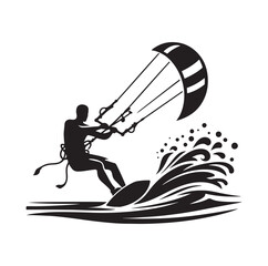 kitesurfing silhouette illustration vector