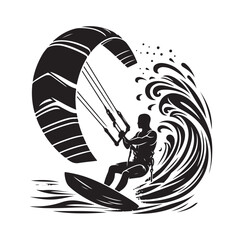 kitesurfing silhouette illustration vector