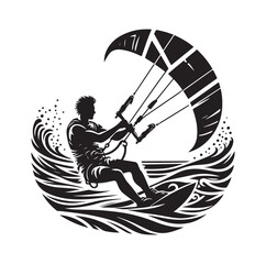 kitesurfing silhouette illustration vector