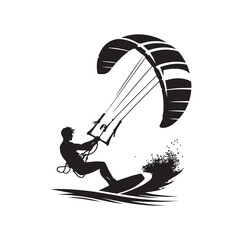 kitesurfing silhouette illustration vector