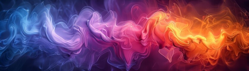 Obraz premium Gradient fluid streams, dark canvas, abstract, radiant colors