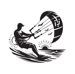kitesurfing silhouette illustration vector