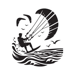 kitesurfing silhouette illustration vector