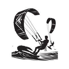 kitesurfing silhouette illustration vector