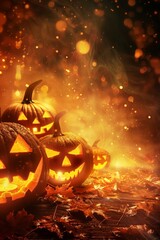 Obraz premium Ethereal Jack-o'-Lanterns Halloween Conceptual Background