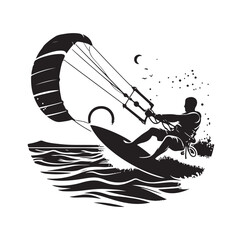kitesurfing silhouette illustration vector